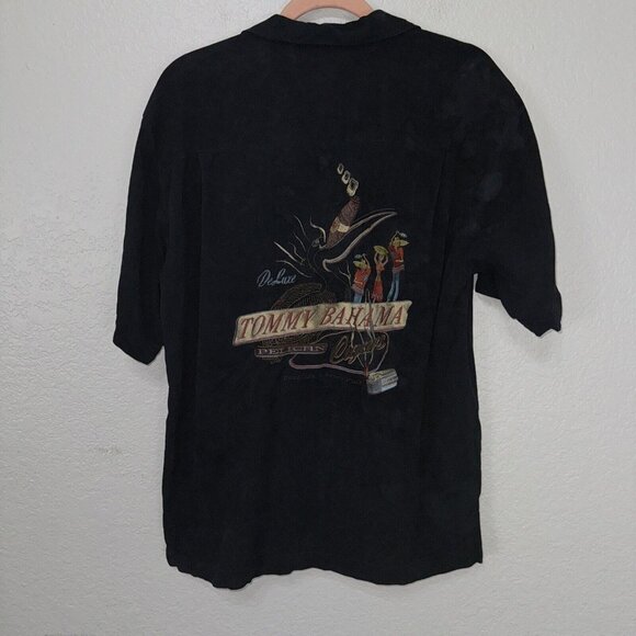 Tommy Bahama Button Up Shirt Mens Small Black‎ Short Sleeve - Picture 1 of 12